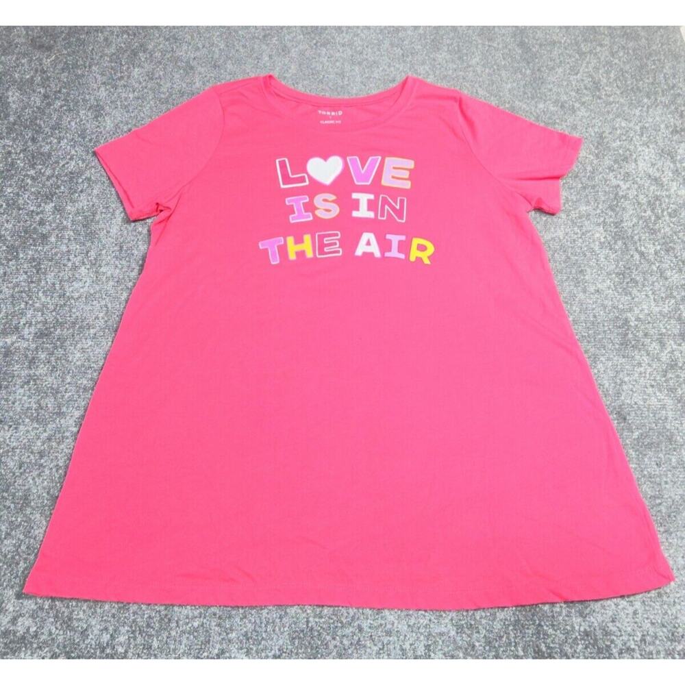 Torrid Plus Size Top Sz 1 Pink Love is in the Air Tee Shirt Short Sleeve - Picture 1 of 8